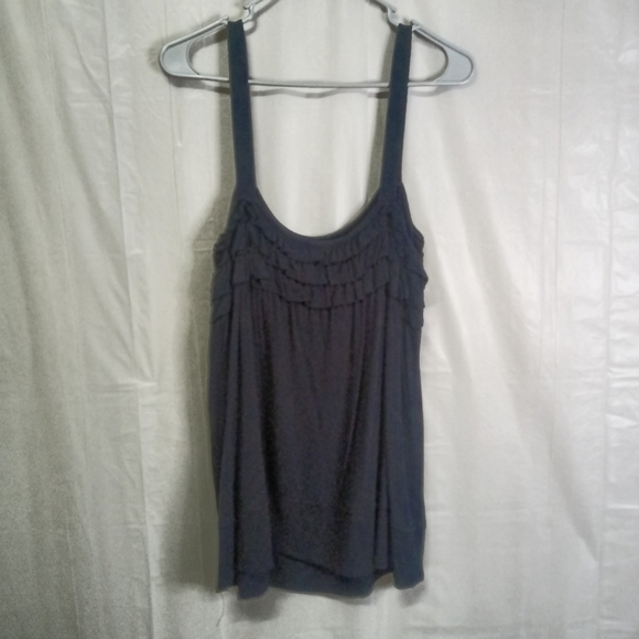 LANE Bryant Tank Top Solid Black Ruffle Detail Strappy Breathable Plus Sz 18/20 - Picture 2 of 6